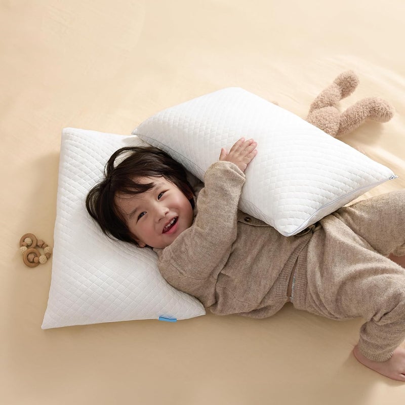 CHOC CHICK Memory Foam Toddler Pillow Pack of 2,20X14' Kids Pillow with Machine Washable Pillowcase Rayon Derived from Bamboo,Adjustable Height Toddler Pillows for Sleeping 2-6 Years Old(White) - Image 5